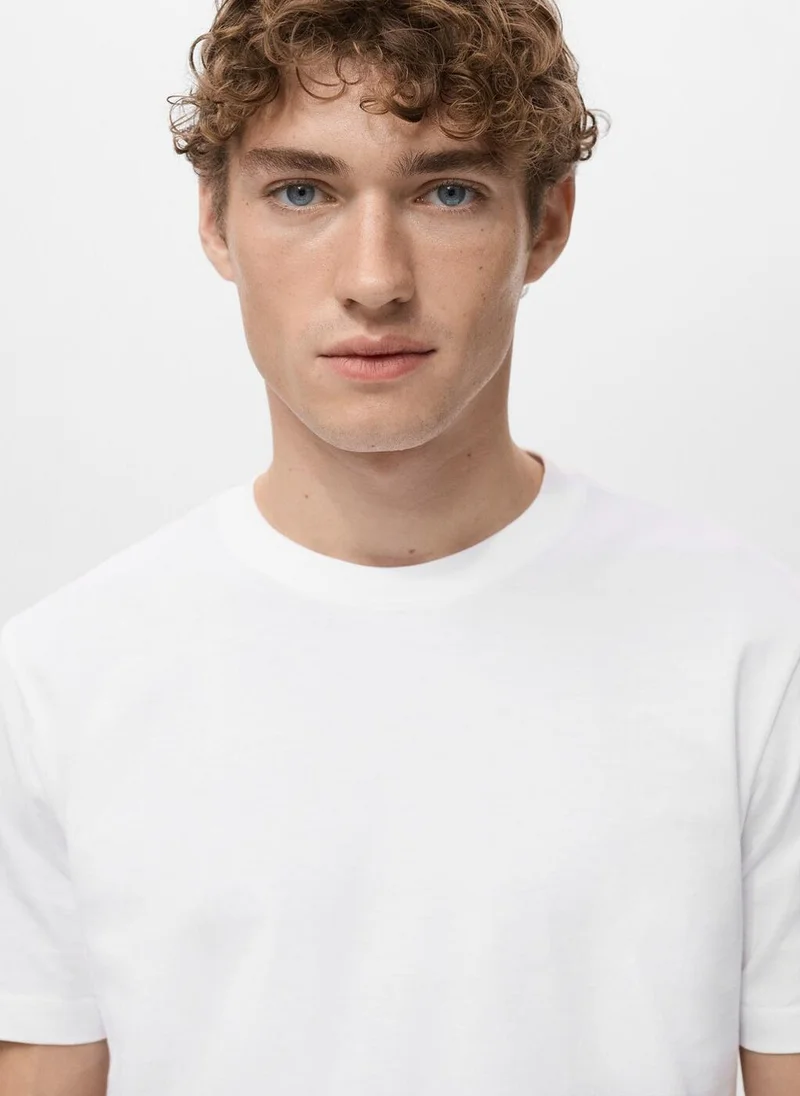 Mango Man  100% cotton slim-fit t-shirt for Men | Best Price UAE